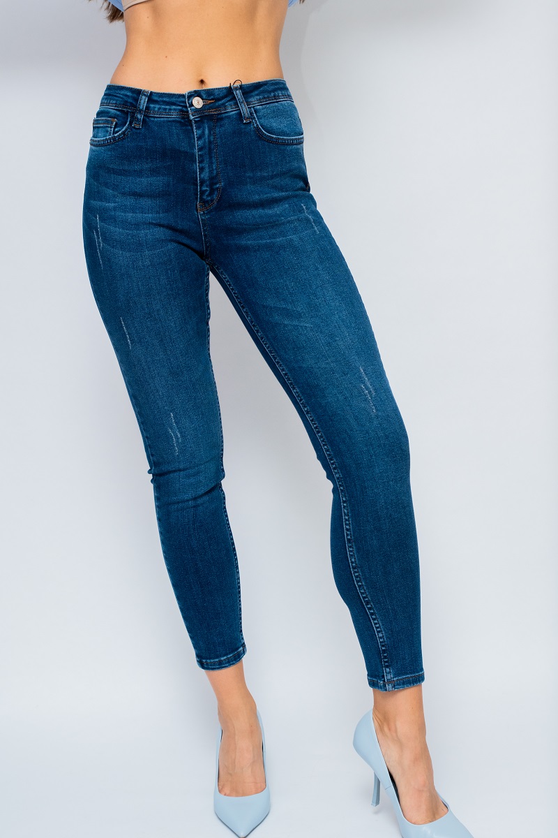 D-061 Джинси skinny з потертостями сині