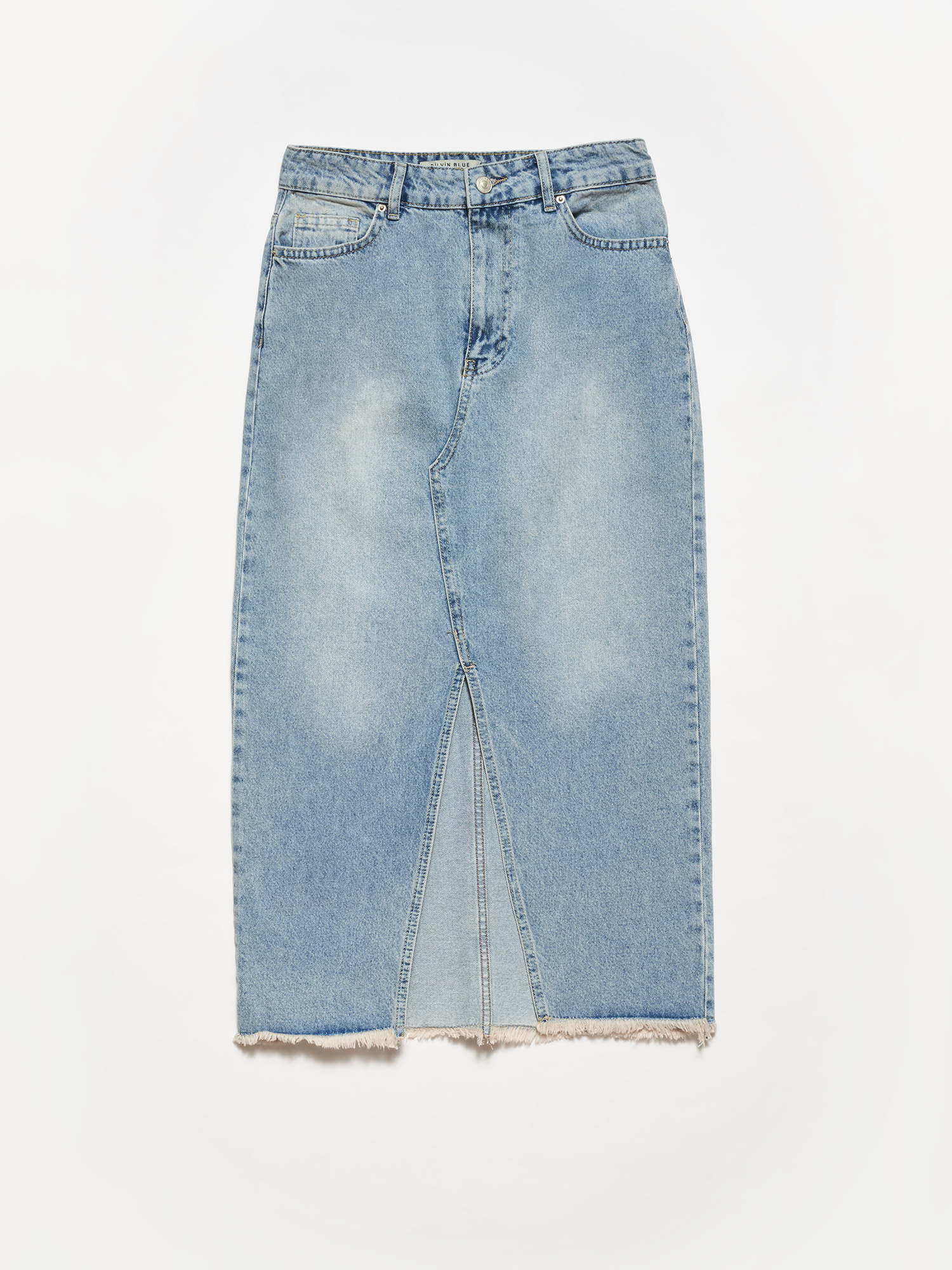 80534 Спідниця джинсова з розрізом блакитна