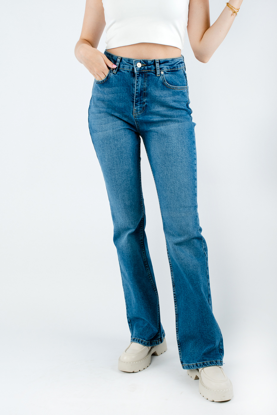 71324 Джинси розкльошені з лайкрою сині