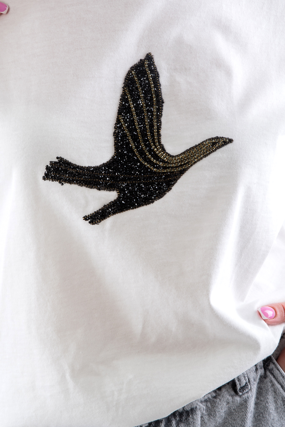 PT25 Футболка з декоративним елементом біла