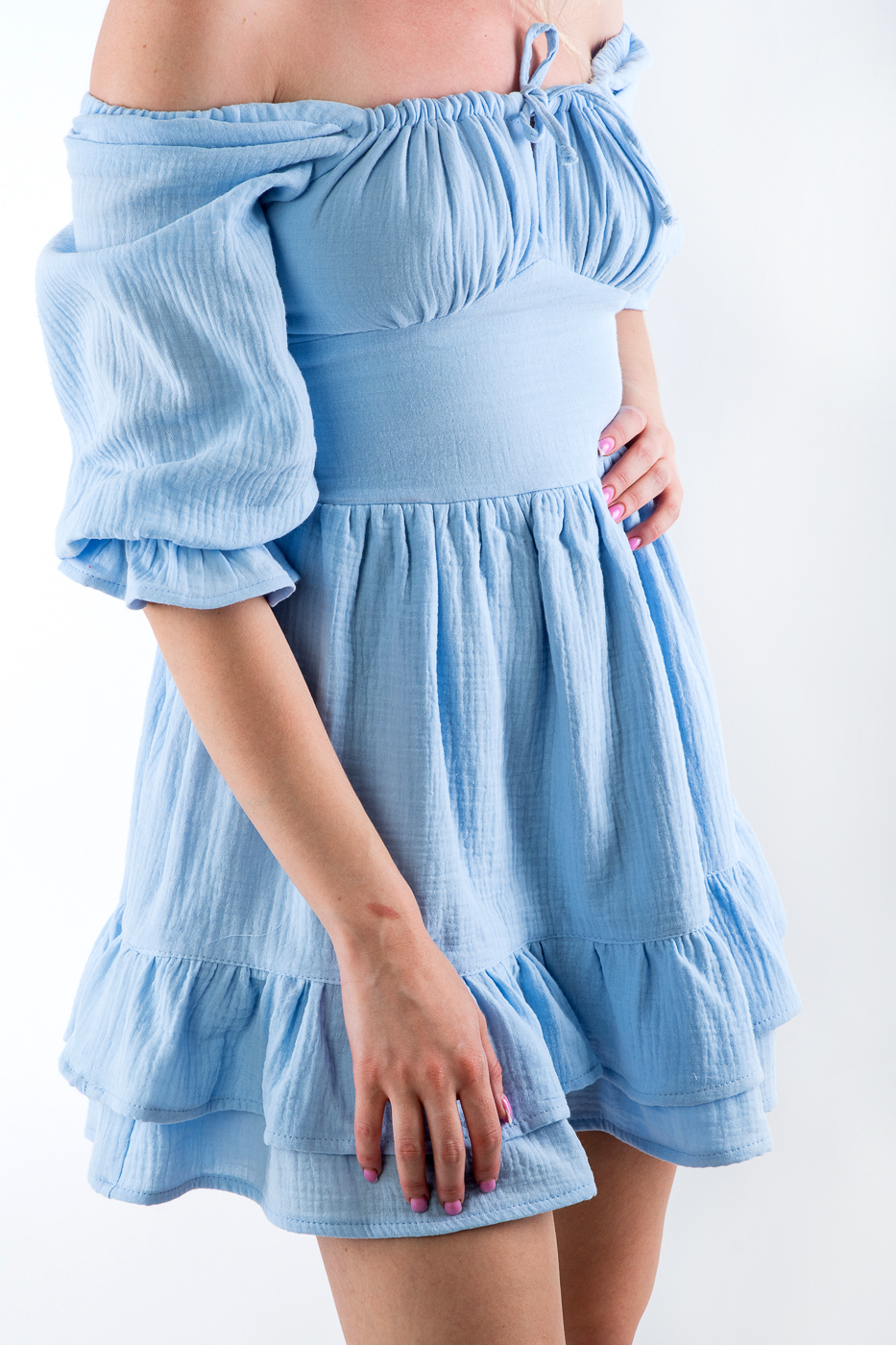 83044 Плаття з завʼязками на спині блакитне