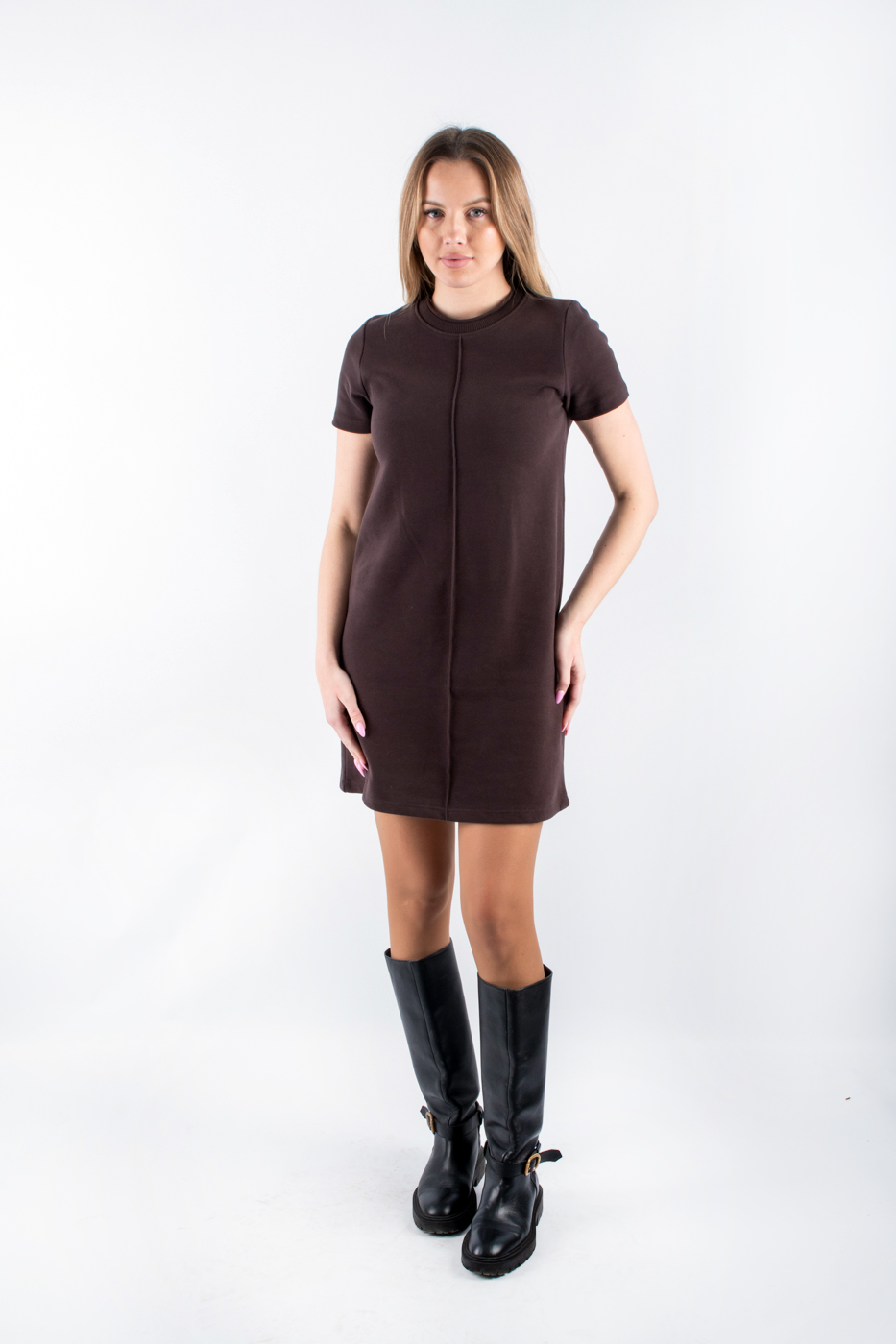 16007 Плаття міні коричневе 