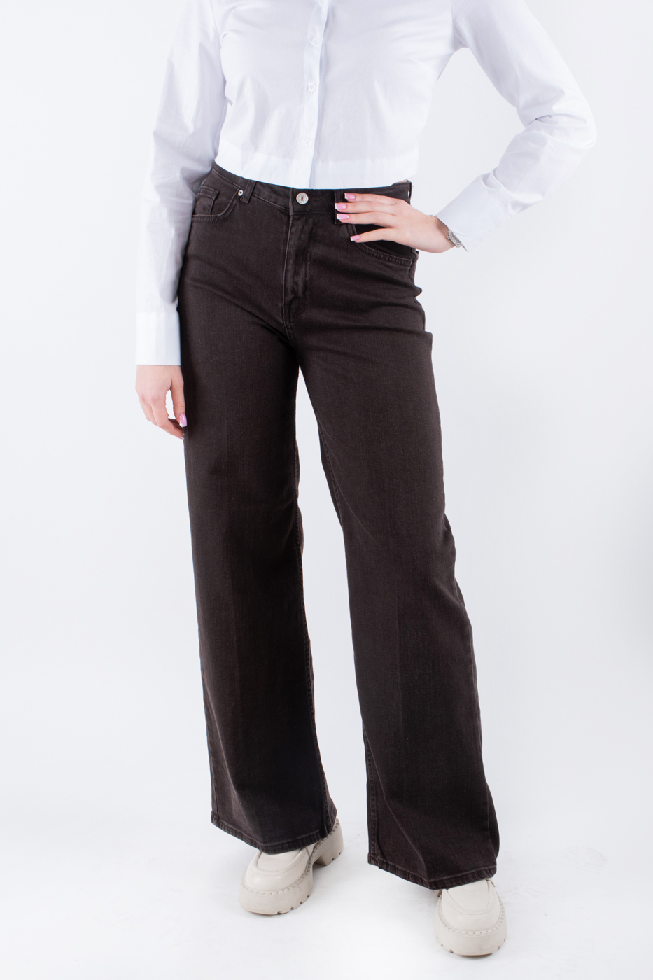 D-764 Джинси прямі темно-коричневі