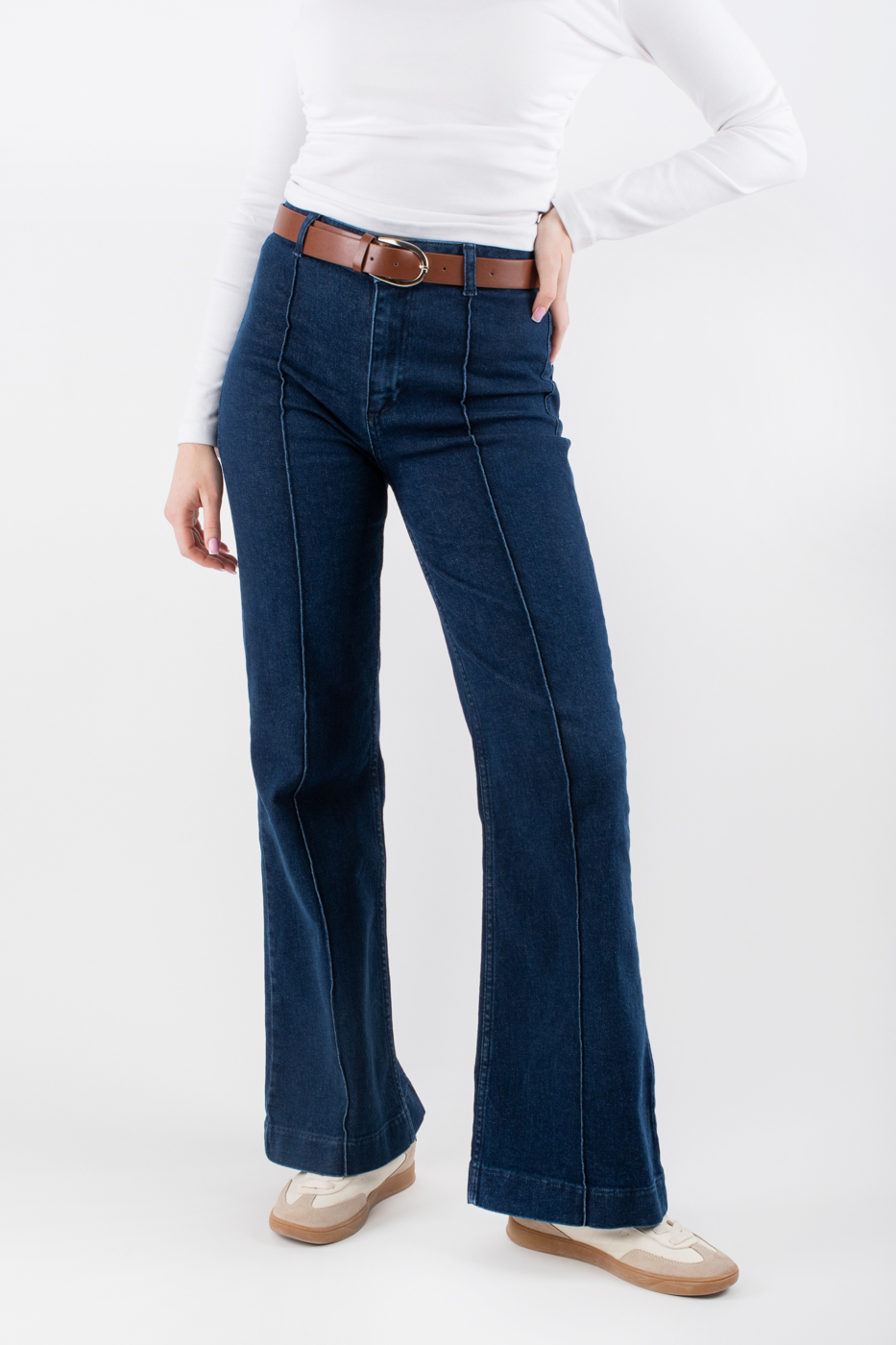 25678 Джинси кльош зі швами темно-сині