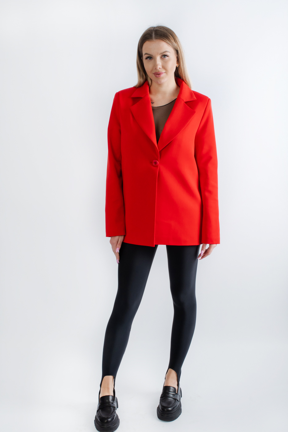 41545 Піджак прямий з завʼязками червоний