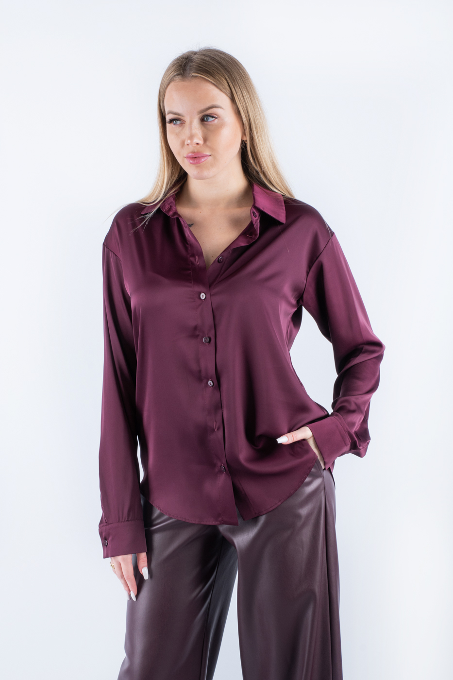 10008 Блуза шовкова марсала