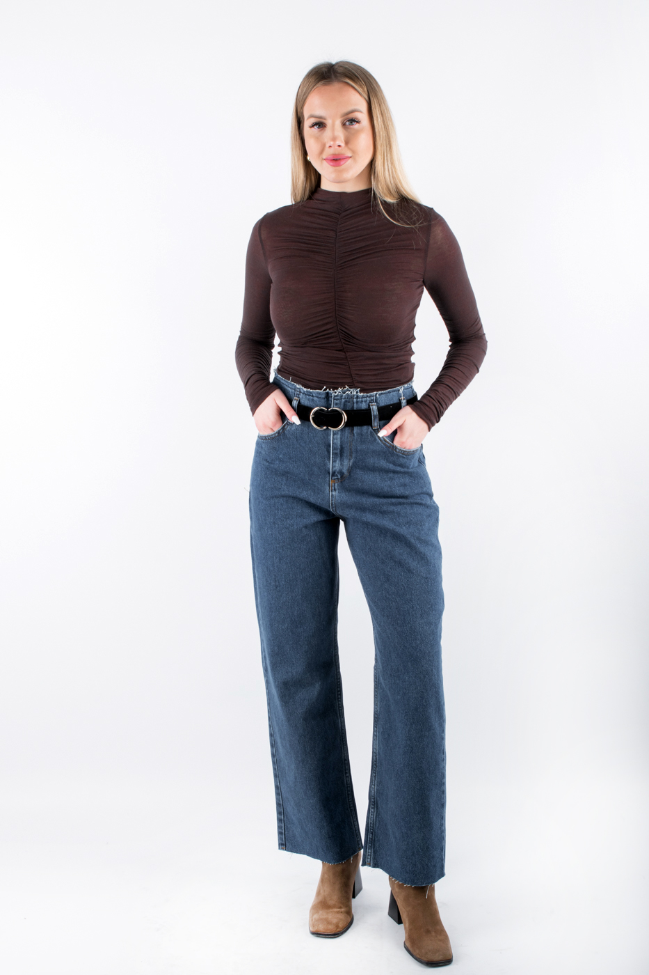 25400 Джинси прямі з ременем сині