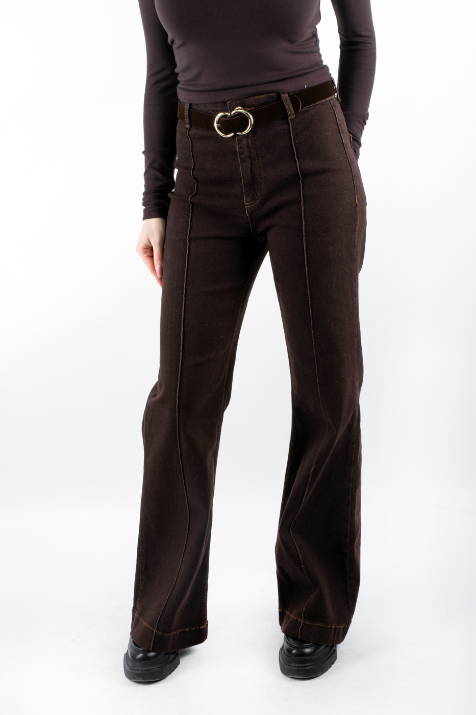 25678 Джинси кльош зі швами коричневі