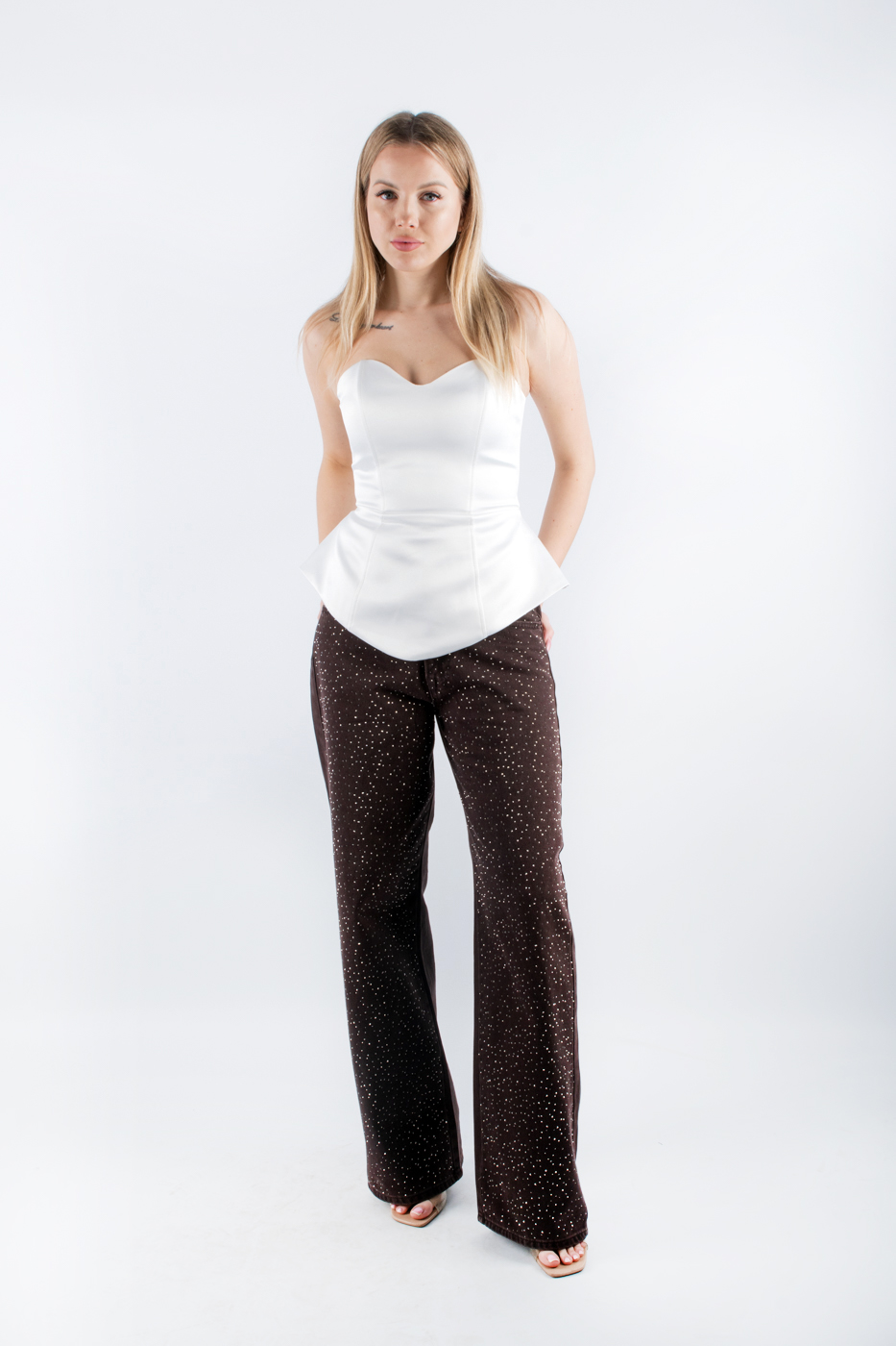 13005 Корсет-баска з блискавкою білий