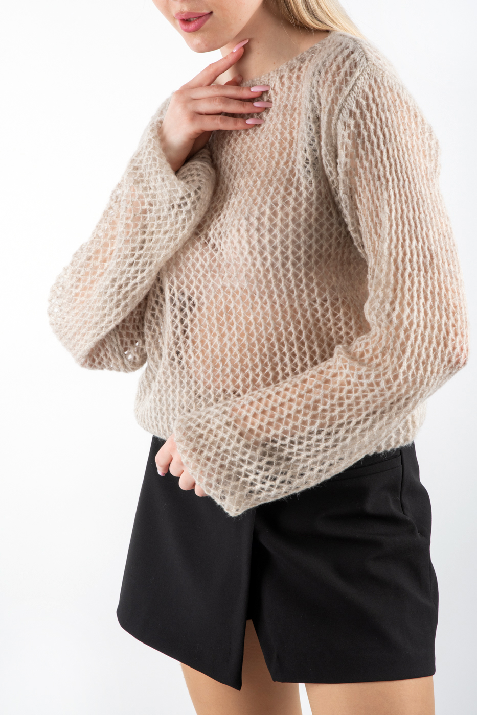 200278 Джемпер павутинка бежевий