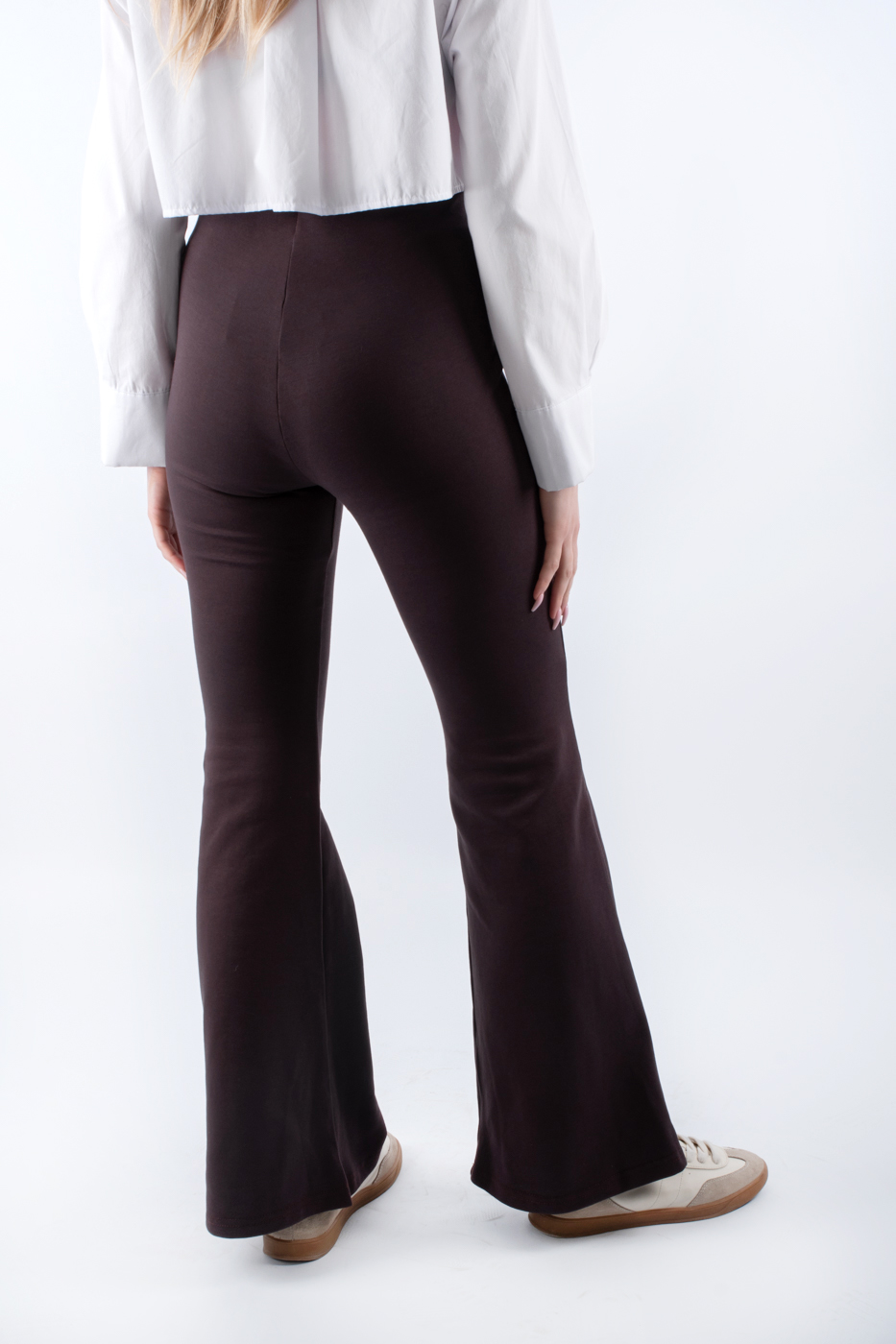 30016 Штани кльош трикотажні коричневі