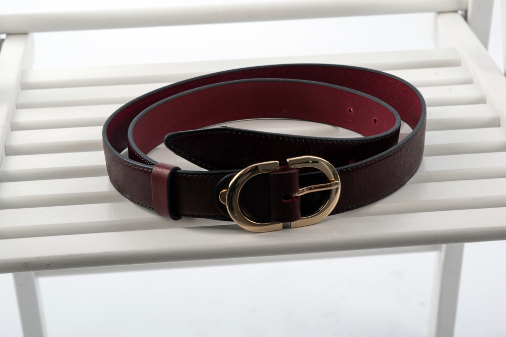 3522 Ремінь бургунді золото